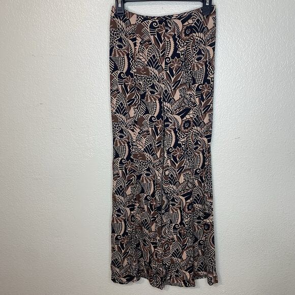 By Anthropologie Drapey Flare Pants Brown Motif Boho Hippie Bell Bottoms 0 NWT - Picture 3 of 9